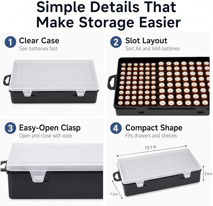Xuerdon 134-Slot Battery Organizer Storage Case - Image 6