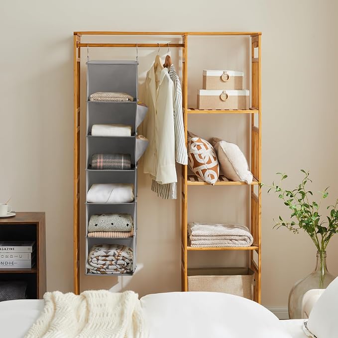 YOUDENOVA Hanging Closet Organizer and Storage, Light Grey | Breathable Fabric - Image 2