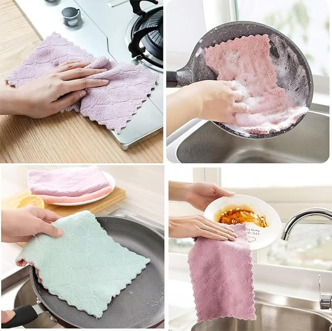 32 Pack Kitchen Dish Cloths Dish Towels, Super Soft and Absorbent Coral Fleece - Image 5