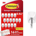 Command Small White Wire Hooks, 16 Hooks, 24 Strips | Damage-Free Hanging by Unknown