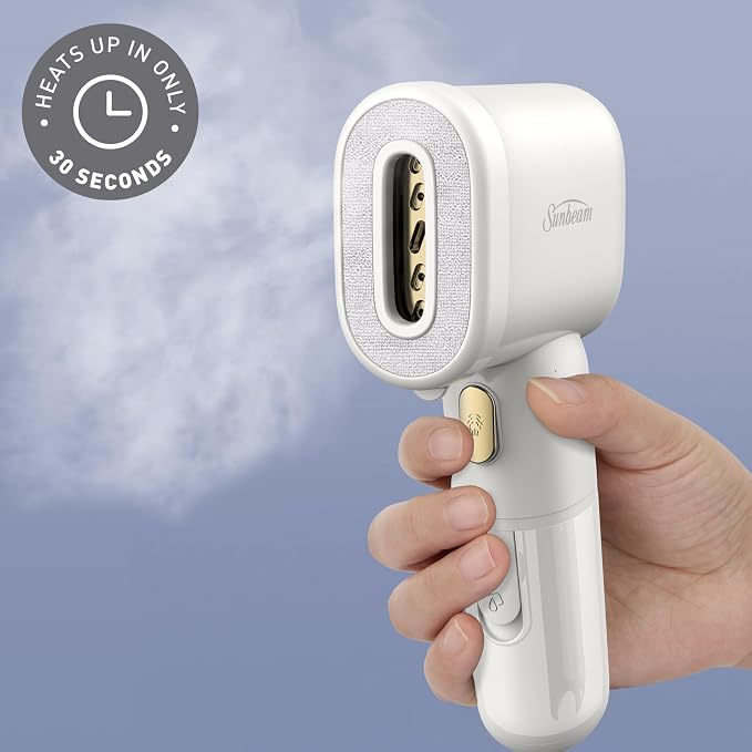 Sunbeam MiniPower 1000W Portable Garment Steamer Nonstick Steam Plate - Image 2