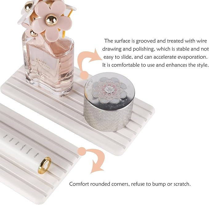 2 PCS Water Absorbent diatomite Coasters, 8.3" x 4" Water Absorbing Stone Tray for Sink, Stone Drying mat for Kitchen Counter, Stone soap Tray Used for Hand Soaps & toiletries & Plants