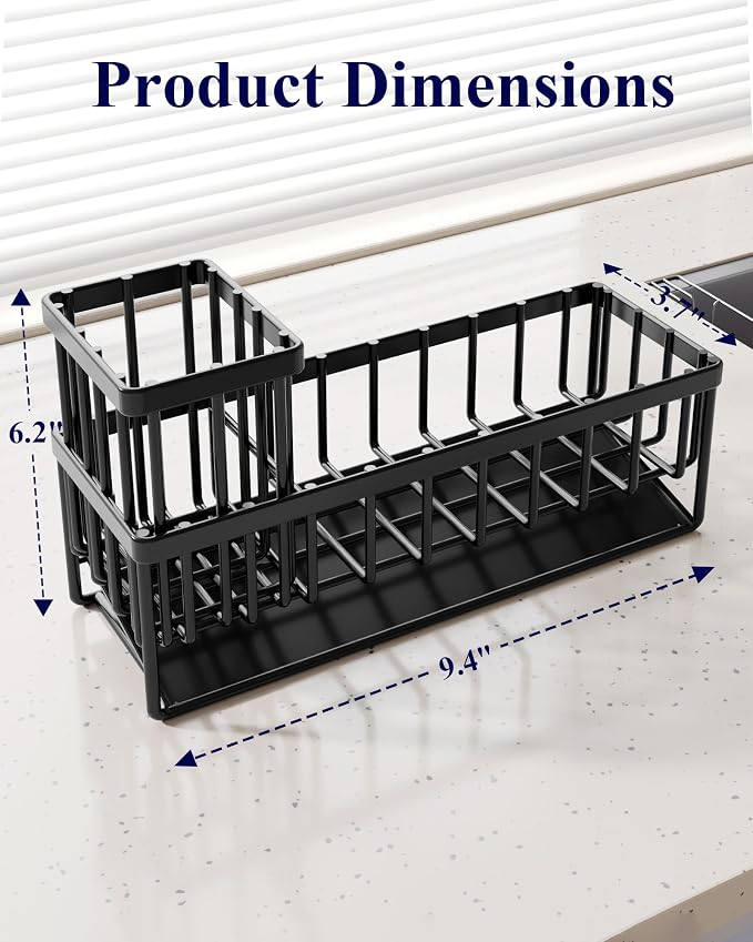Kitsure Sponge Holder for Kitchen Sink, 9.4" x 3.7" x 6.2" - Image 2