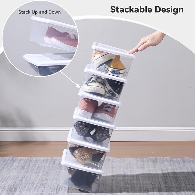 novelinks 8 Pack 6 Quart Clear Plastic Shoe Storage Bins - Image 5