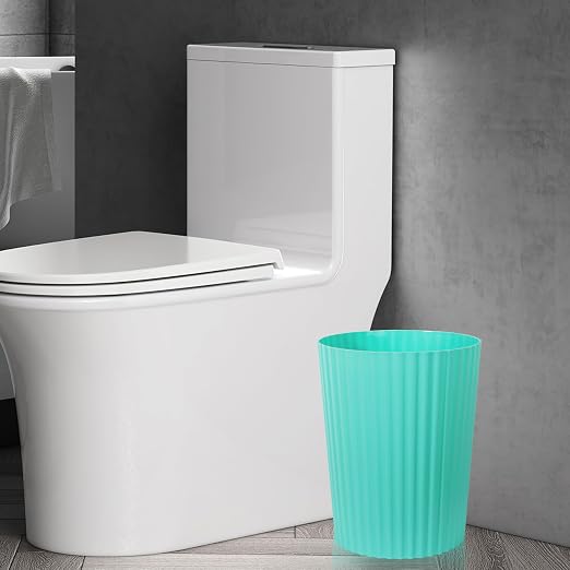 JiatuA Small Bathroom Trash Can Plastic Wastebasket Garbage Can Light Blue | - Image 4