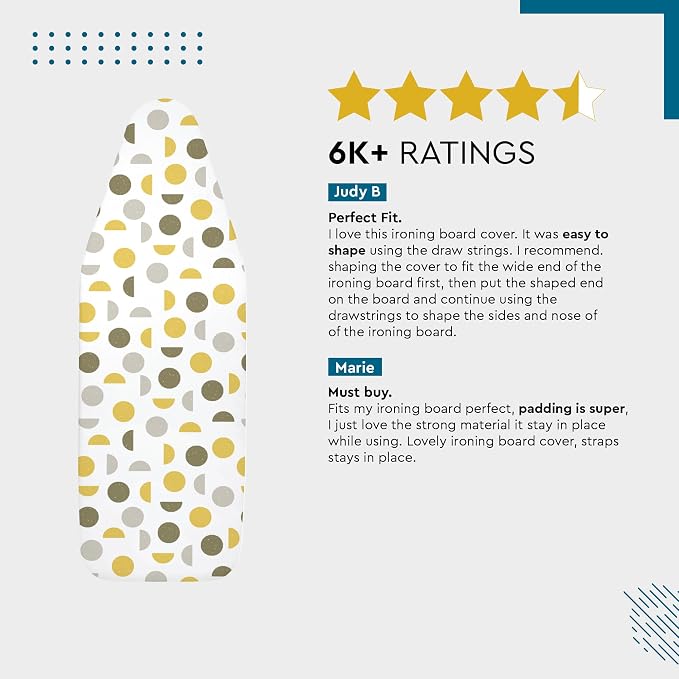 Encasa XO Ironing Board Cover and Pad, Thick Felt 42"x14" - Image 5
