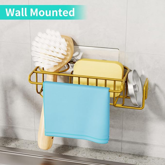 HapiRm Sponge Holder for Kitchen Sink, No Drill Kitchen Sink Caddy Organizer - Image 6
