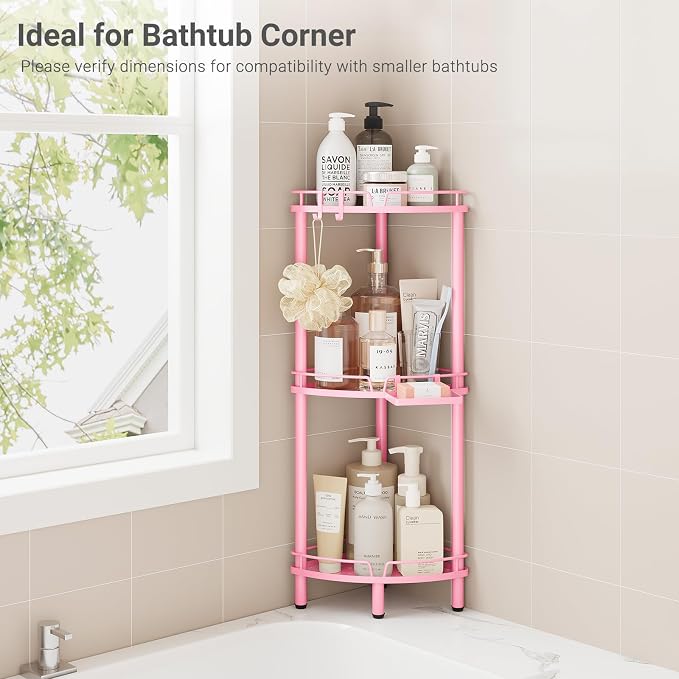 ELYKEN Corner Shower Caddy Standing, 3 Tier Metal Shower Organizer - Image 8