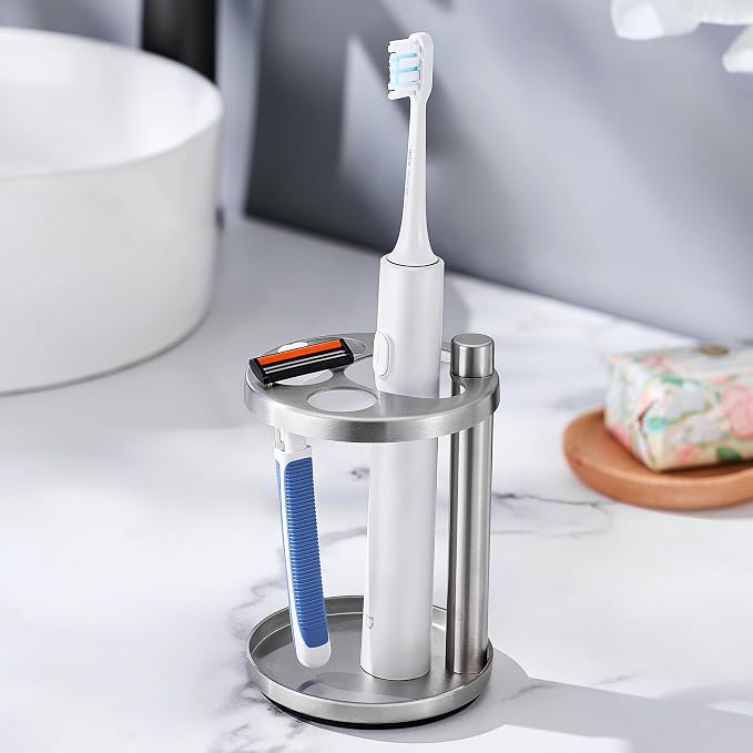 Toothbrush & Toothpaste Holder for Bathroom Countertop, Metal Electric - Image 3