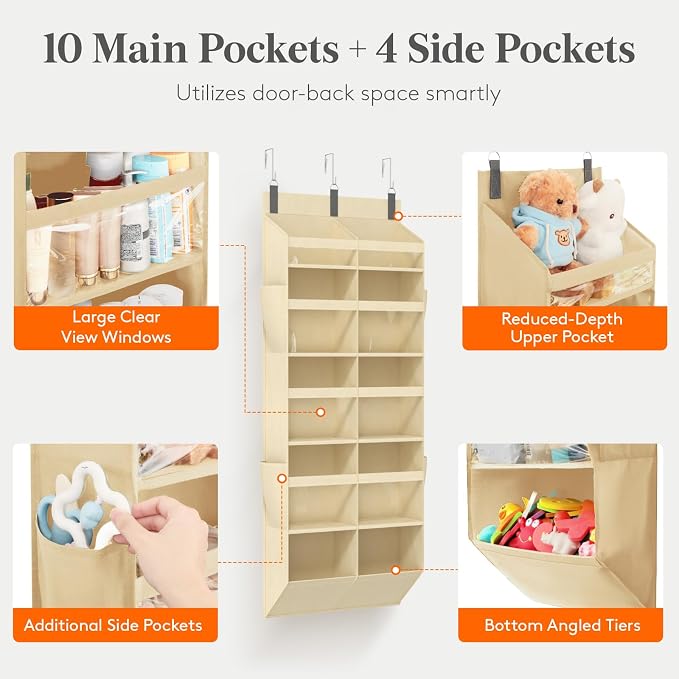 Lifewit 1 Pack Over the Door Organizer, 10 Section Clear Window Hanging Storage - Image 3
