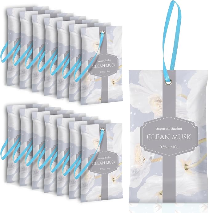 SCENTORINI Scented Sachets for Drawer and Closet, Pure Musk Scent 14 Pack by SCENTORINI