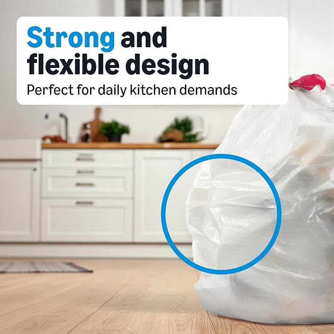 Amazon Basics Tall Kitchen Drawstring Trash Bags, Clean Fresh Scent, 13 Gallon - Image 3