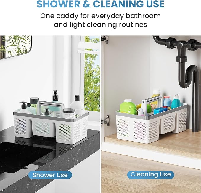 BYUNER 2Pack Plastic Shower Caddy: Portable Shower & Bathroom Caddy Tote - Image 2