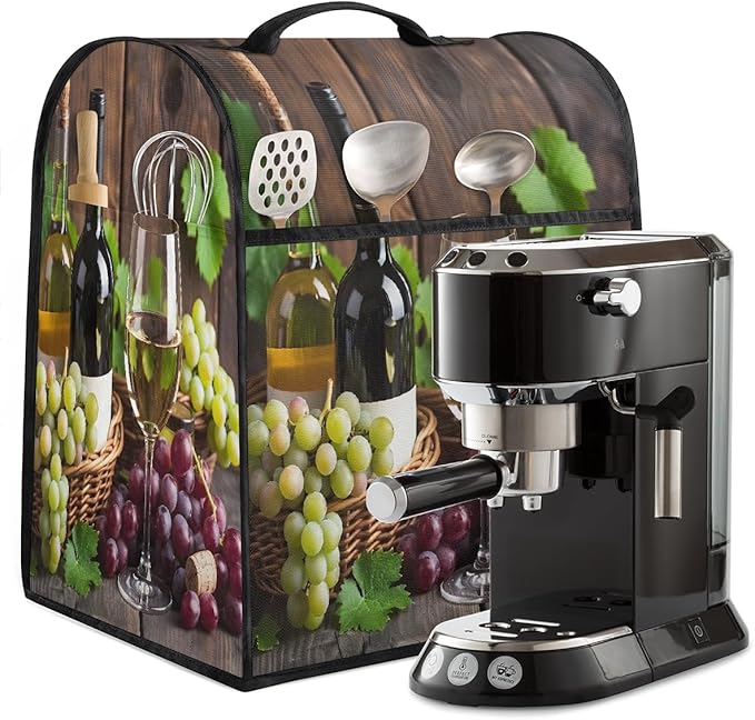 Kitchen Aid Mixer Cover Fruit Grapes Wine Leaves Stand Mixer Cover Compatible with 6-8 Quarts Stand Mixers, Dust Covers with Zipper Pocket Foldable Washable Kitchen Aid Organizer Bag