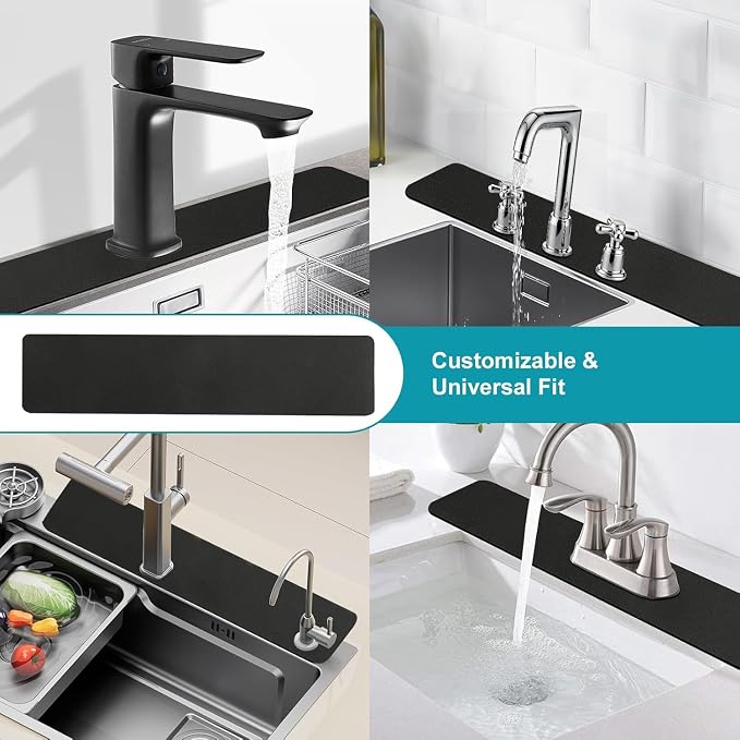 Customizable Kitchen Sink Faucet Mat: 24" Lx4 W Absorbent Splash Guard | - Image 4
