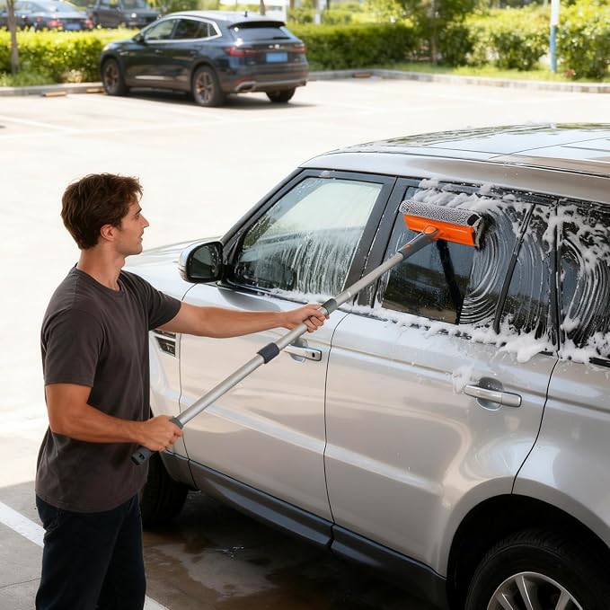 Eazer 46'' Professional Window Cleaner Tool, 2-in-1 Rotatable Squeegee - Image 6