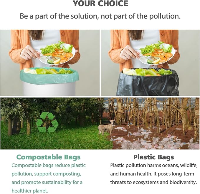 AYOTEE Biodegradable Medium 8 Gallon Trash Bags ，Leak Proof Compostable Bag | - Image 4