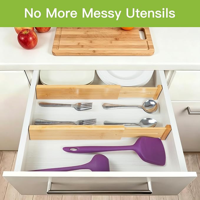 Utoplike Bamboo Dresser Drawer Dividers, Expandable Organizer - Image 6