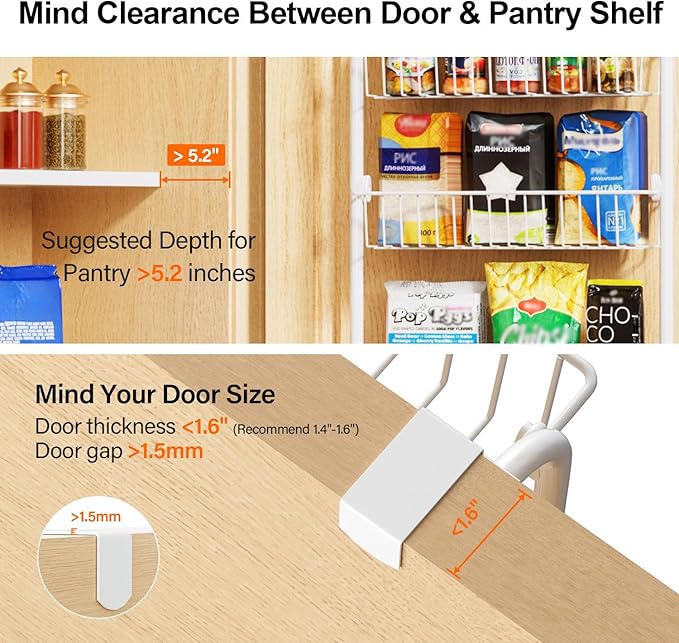 Delamu Over The Door Pantry Organizer, 8-Tier Metal Pantry Door Organization - Image 3