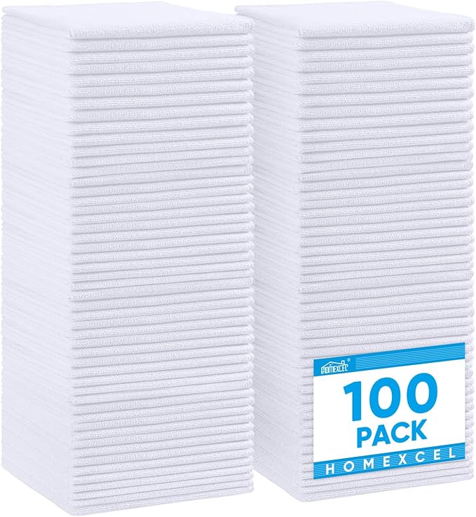 HOMEXCEL 100PK Microfiber Cleaning Cloth, Cleaning Rag by HOMEXCEL