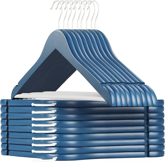 TOPIA HANGER Premium Wooden Hangers 16 Pack Blue/White Coat Hangers | Non-Slip by TOPIAHANGER
