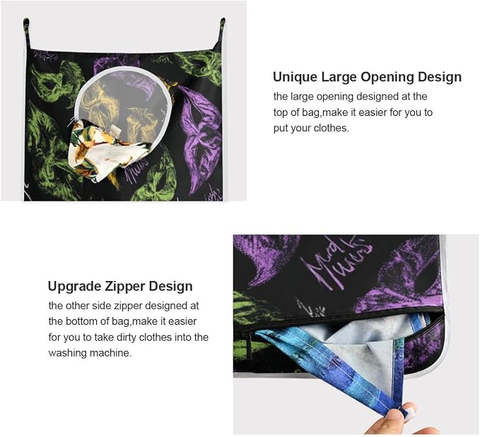 2PCS Hanging Laundry Hamper Bag Over the Door Laundry Hamper Wall Hamper Large - Image 4
