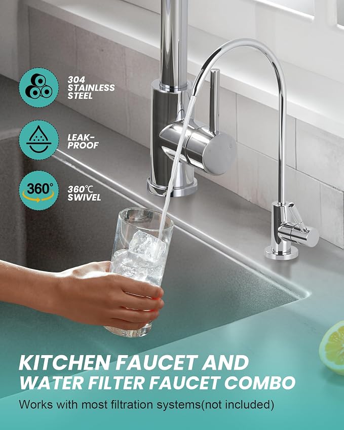 Kitchen Faucet and Water Filter Faucet: Chrome Kitchen Sink Faucet - Image 5