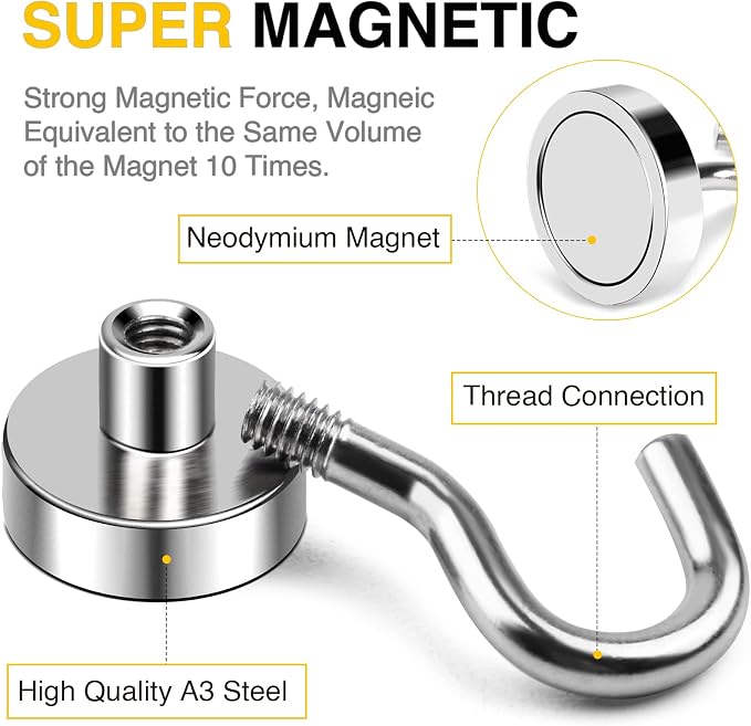DIYMAG Magnetic Hooks 15pcs 30lbs Cruise Essentials 2026 Magnet Hook - Image 5