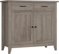 HORSTORS Kitchen Storage Cabinet, Modern Farmhouse Buffet Cabinet with Storage, Coffee Bar with 2 Drawers and 2 Doors, Floor Sideboard Buffet for Living Room, Dining Room, Bathroom, Grey
