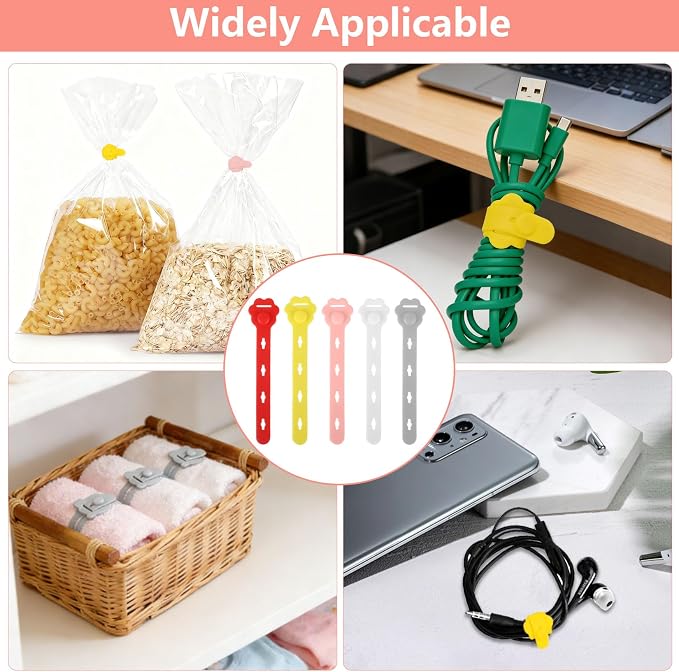 75 Pcs Silicone Cable Ties, Reusable Cable Straps Wire Organizer. | Cable - Image 4