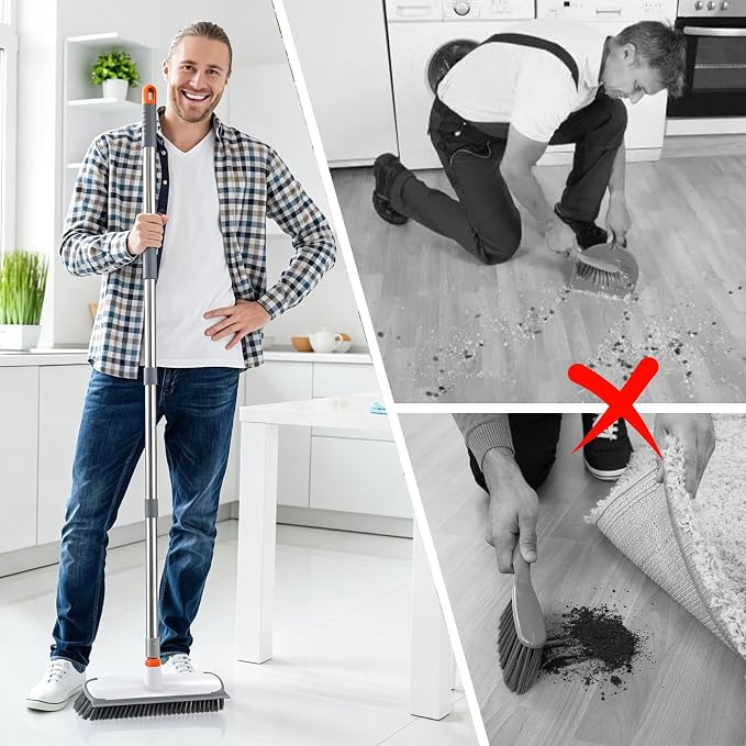 Floor Scrub Brush with Long Handle, Heavy-Duty Stiff Bristles - Image 4