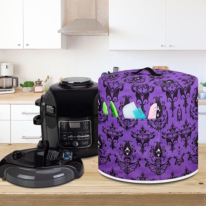 TODIYADDU Purple Ghost Spider Pressure Cooker Cover for Women Trendy Instant Pot Cover with Top Handle and Pocket Kitchen Appliance Cover Dust Cover for 6 Quart Instant Pot and Extra Accessories