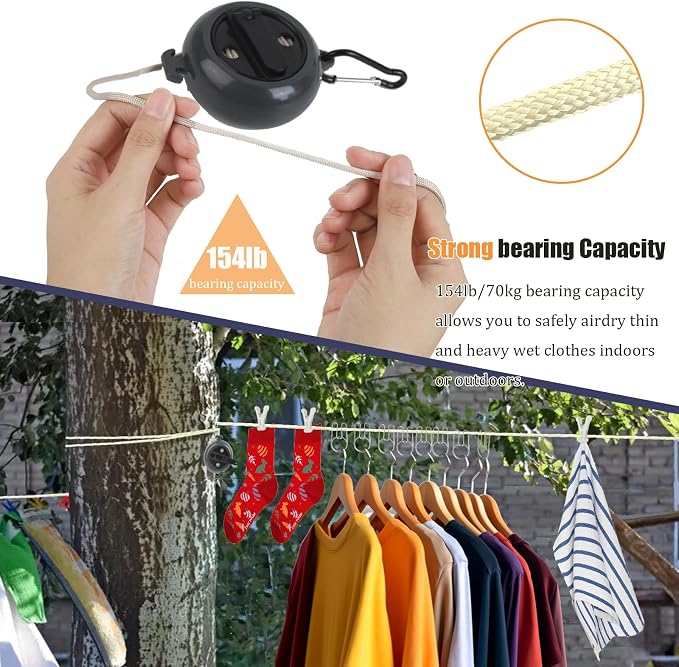 32Ft Portable Travel Clothesline Caudblor Adjustable Camping Clothes Laundry - Image 5