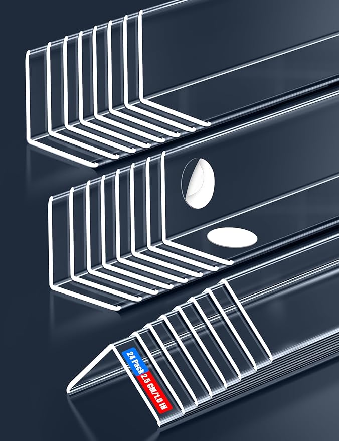 Clear Self-Adhesive Wall Corner Protectors，Corner Guards & Edge Protector for Wall Door Frame Cabinet Baseboard & Door, Table, Stair (24, 40" X 1.0")