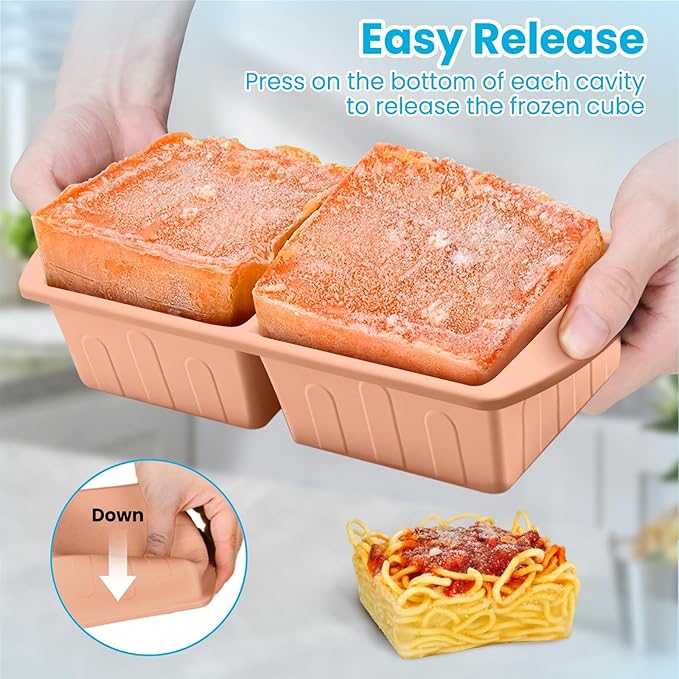 2 Pack Silicone Freezer Trays With Lid For Easy Storage Silicone Soup Freezer Molds 2 Cup ，Perfect For ice cube tray Freezing Broth Sauces Store Leftovers , Leakproof, Easy Release Dishwasher Safe
