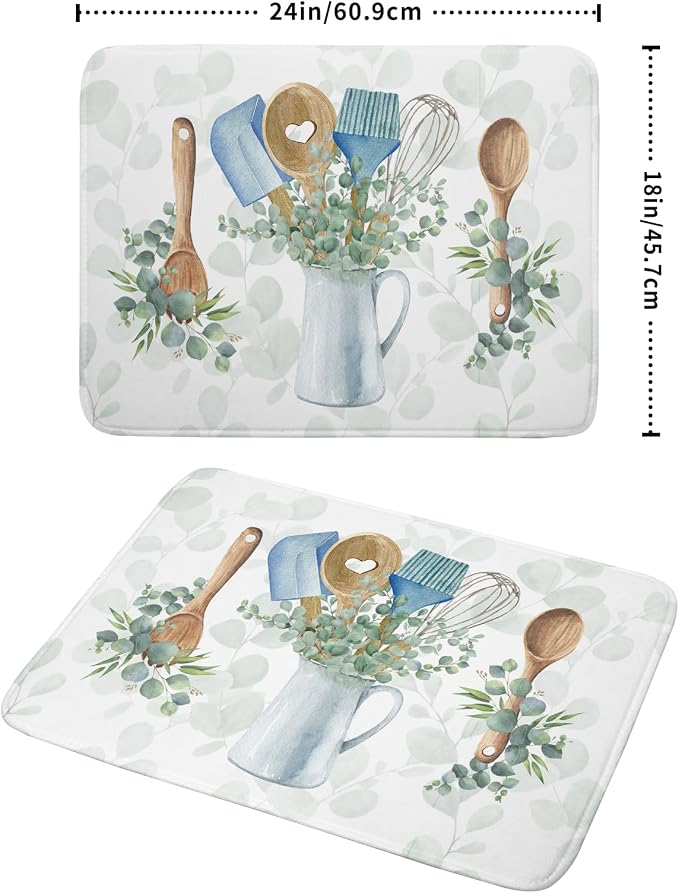 Sage Green Dish Drying Mat for Kitchen Counter, Cooking Supplies Reversible - Image 2