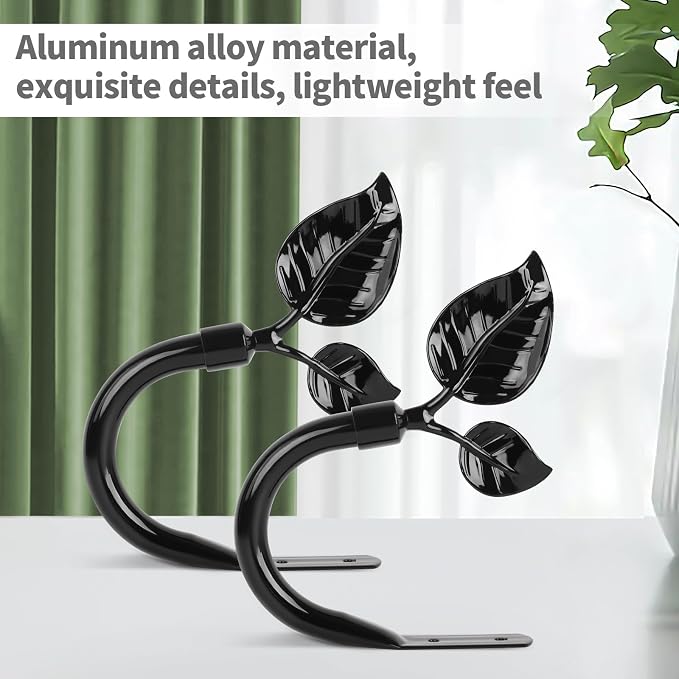HIKMLK Leaf Shaped Curtain Tieback Holdbacks 2pcs, Handmade Metal Curtain Side - Image 2