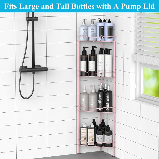 HuggieGems Metal Floor Standing Corner Shower Caddy, 4 Tier - Image 4