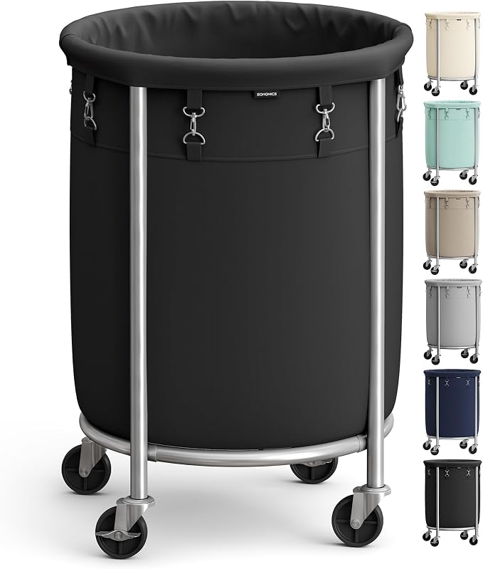 SONGMICS Laundry Basket with Wheels, Steel Frame, Removable Bag by Unknown