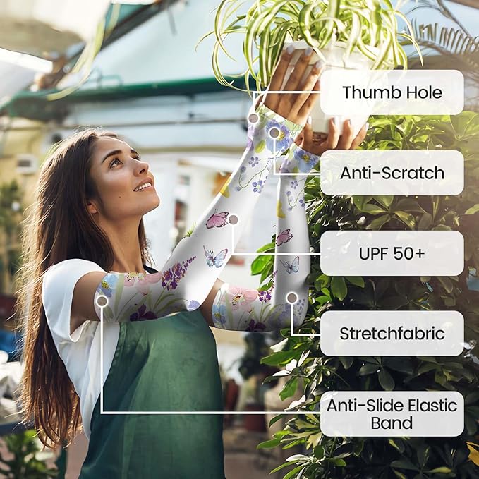 Gardening Sleeves Farm Sun Protection Arm Cooling Sleeves Thorn Proof Garden for Women Men with Thumb Hole