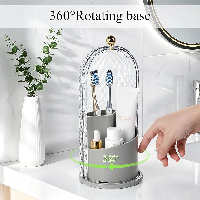 Toothbrush Holder with Cover for Bathroom Countertop, Toothpaste, Self Draining - Image 3