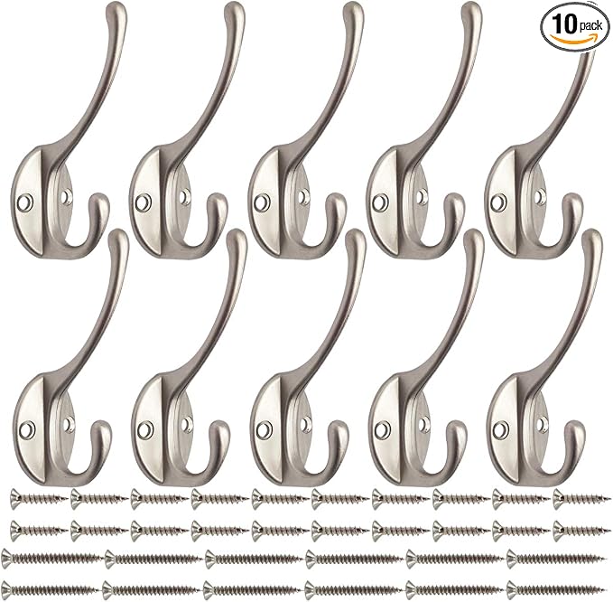 IBosins 10 Pack Silvery Double Coat Hooks Utility Hooks by IBosins