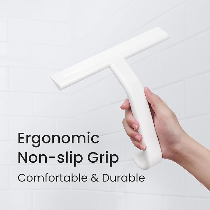 JustHang Shower Squeegee with Built-in Hook, 10-Inch White | Award-Winning - Image 5