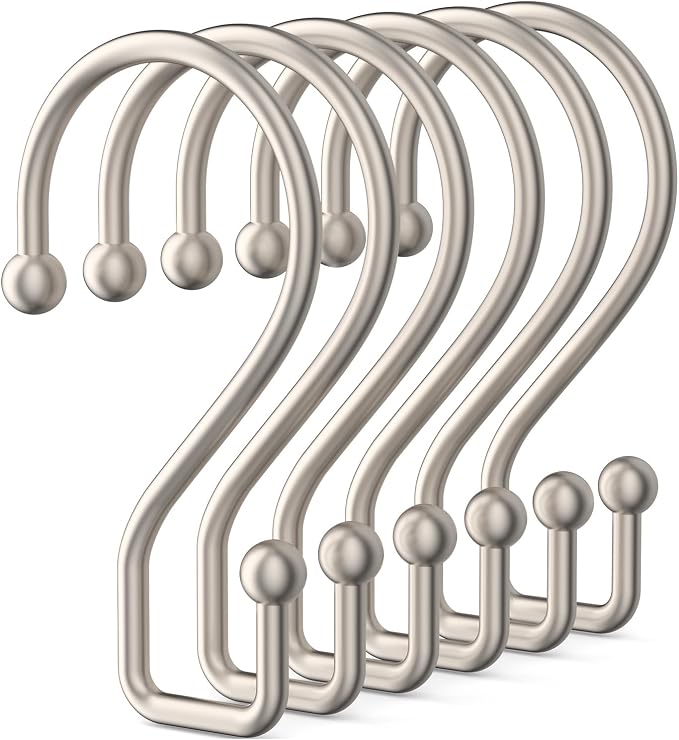 Goowin Metal Shower Curtain Hooks Rings, S Shape Metal Shower Curtain Rings by Goowin