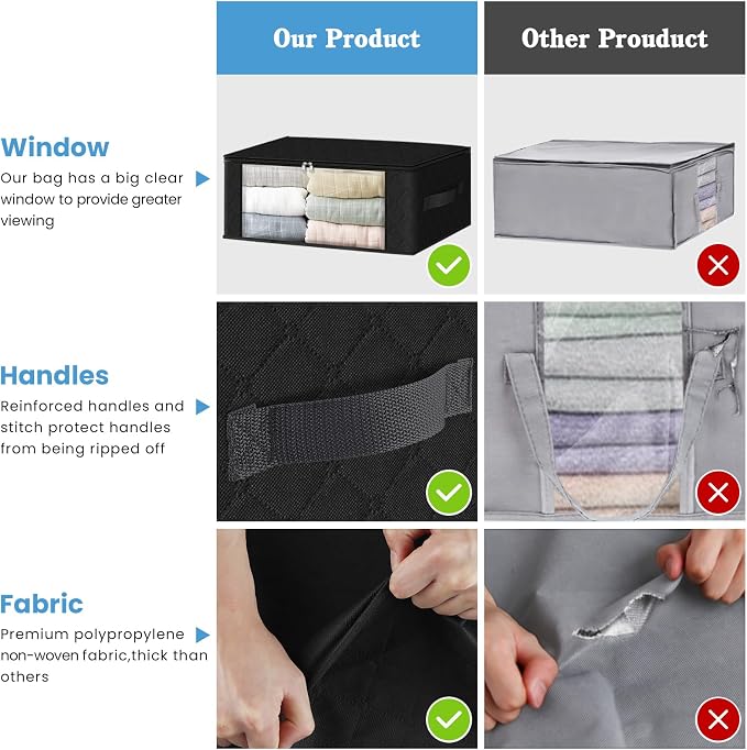 HomeHacks 3-Pack Clothes Organizer Storage Bags, 35L Storage Bins, Reinforced - Image 4
