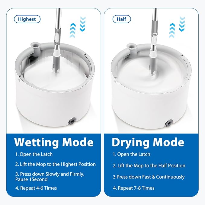 Spin Mop and Bucket with Wringer Set, Clean/Dirty Water, 3 Pads - Image 3