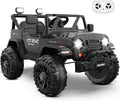 12V Ride On Truck Car with Remote Control, Kids Electric Vehicles with Bluetooth Music, Horn, 3 Speeds, 4 LED Lights, Soft Start, Ride on Toys for Toddler Boys & Girls (Black)
