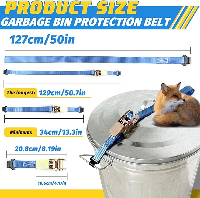 Quick-Install No Tools Trash Can Locks for Animals– Metal Dual-Claw Design, Raccoon Bear Proof Trash Can Lock, Adjustable Can Lid Lock Strap for Outdoor Galvanized Steel Bins, Keep Garbage Can Secure