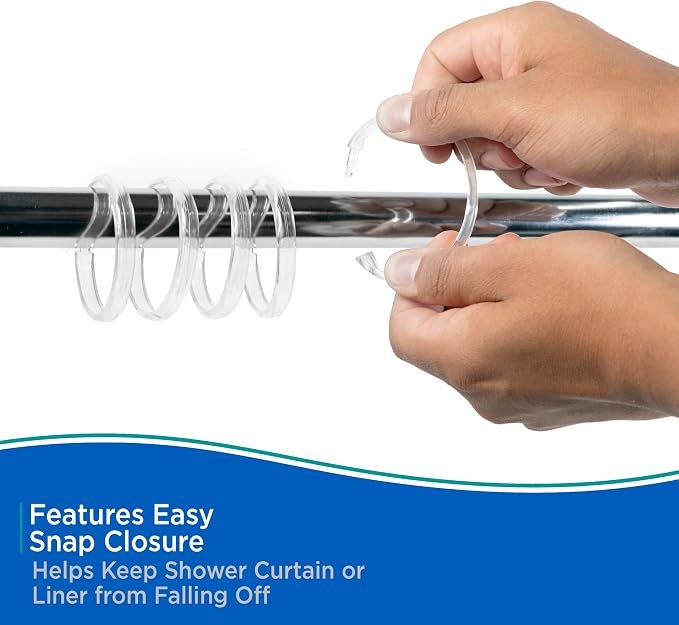Kenney KN61218 Rust-Proof Smooth Plastic Shower Curtain Rings - Image 5
