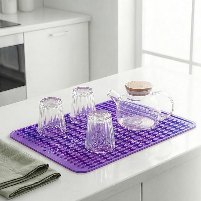 MicoYang Silicone Dish Drying Mat — Quick-Dry Ridges Counter & Sink Pad - Image 6